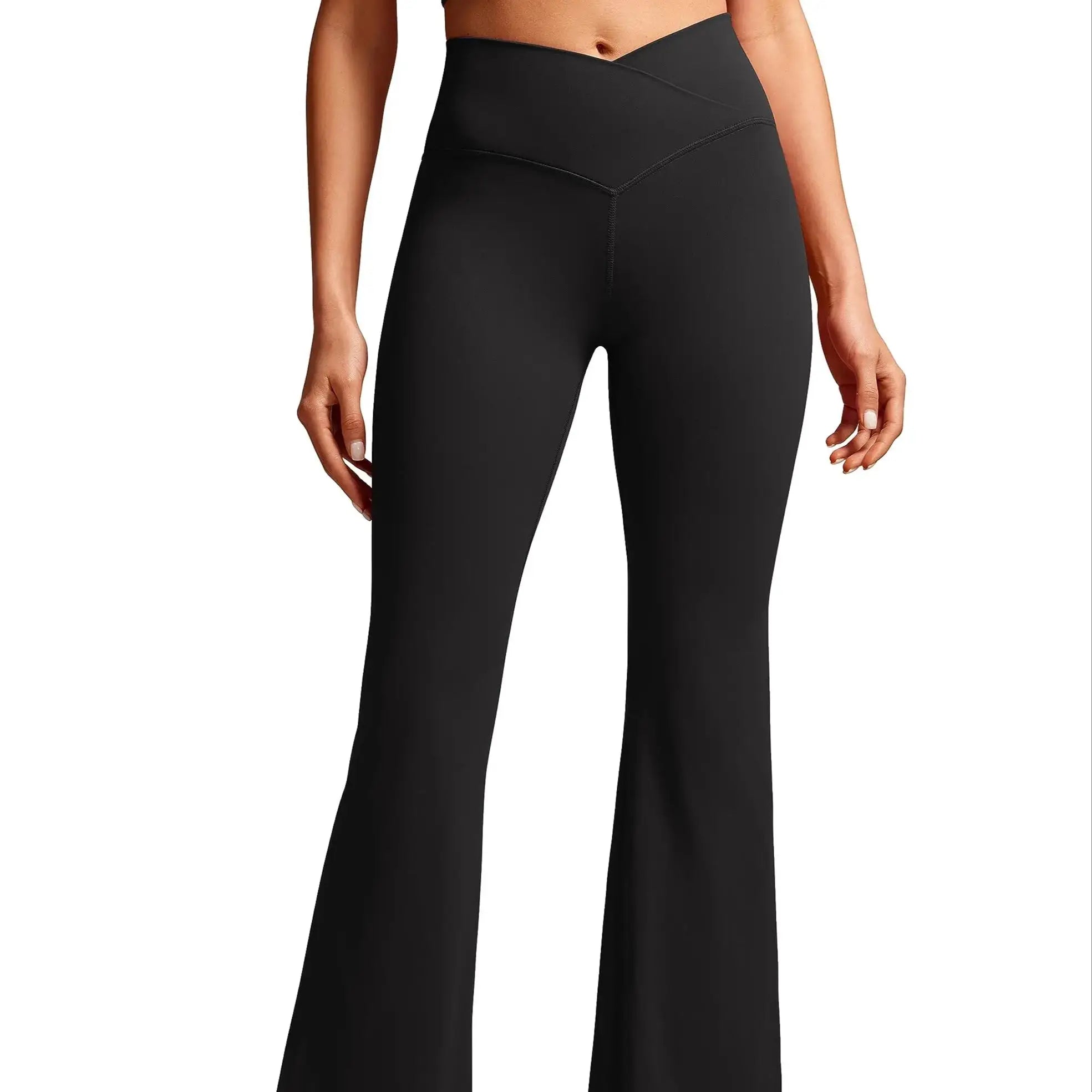 TUNIControl-Leggings évasés croisés pour femmes, pantalons de yoga, bas à cloche, taille haute, V, Bootcut