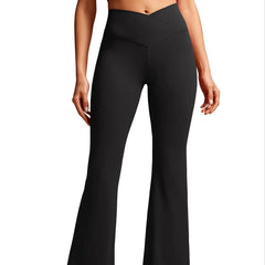 TUNIControl-Leggings évasés croisés pour femmes, pantalons de yoga, bas à cloche, taille haute, V, Bootcut