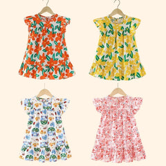 Robes d'été pour filles, 100 % coton, vêtements pour enfants, tenue de princesse de fête, à la mode, motif floral, robes de plage