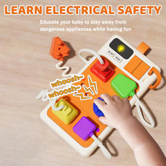 Montessori early educational toys, sensory power outlet for toddlers, busy board with light and sounds, airplane, car, travel toys, gift