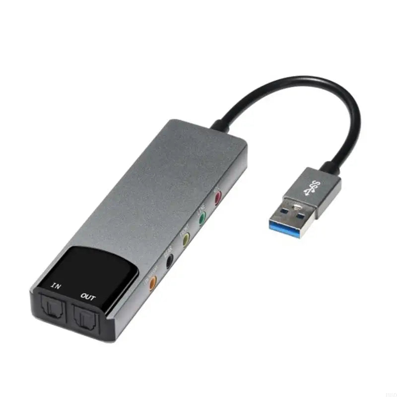 External USB sound card with microphone inputs, line inputs, and optional optical DIF output for professional-quality sound editing