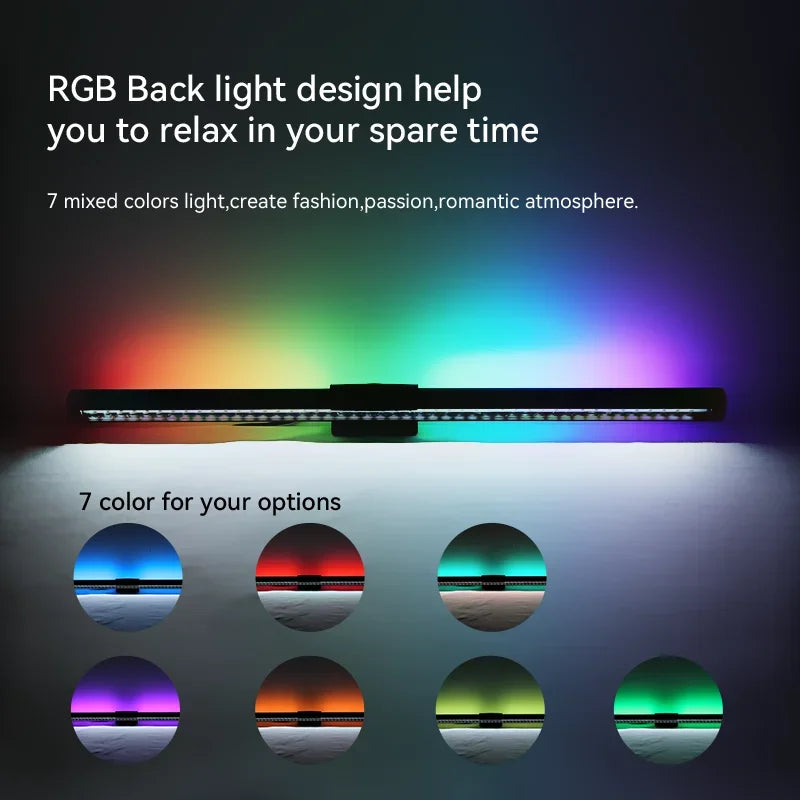 Barre lumineuse d'écran de moniteur de lampe de bureau à LED, escales informatiques RVB, lumières double face pour le travail, l'étude, la lecture, le jeu, l'éclairage de gradation