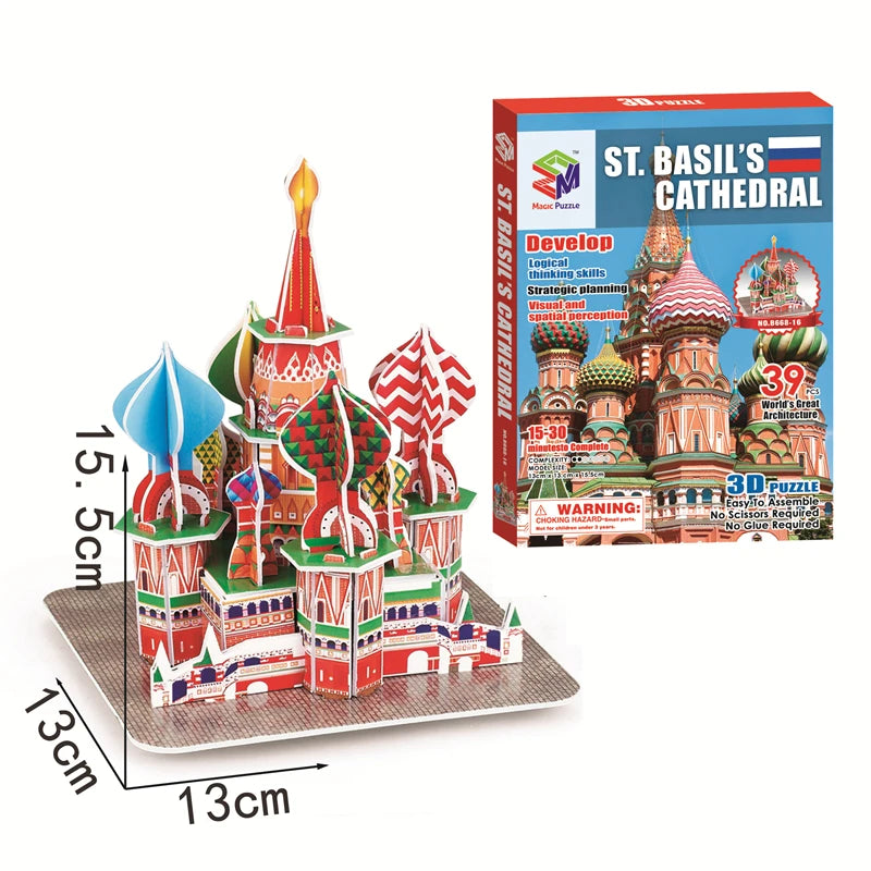 Jouets éducatifs Puzzles 3D jouets enfants développement intellectuel mondes Construction de bâtiments célèbres Puzzles 3D jouet