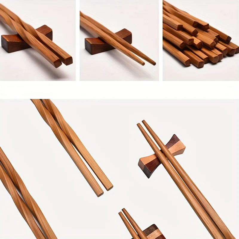 Ensemble de 5 paires de baguettes en bambou naturel, baguettes de style chinois, baguettes pointues pour la maison, ustensiles de cuisine