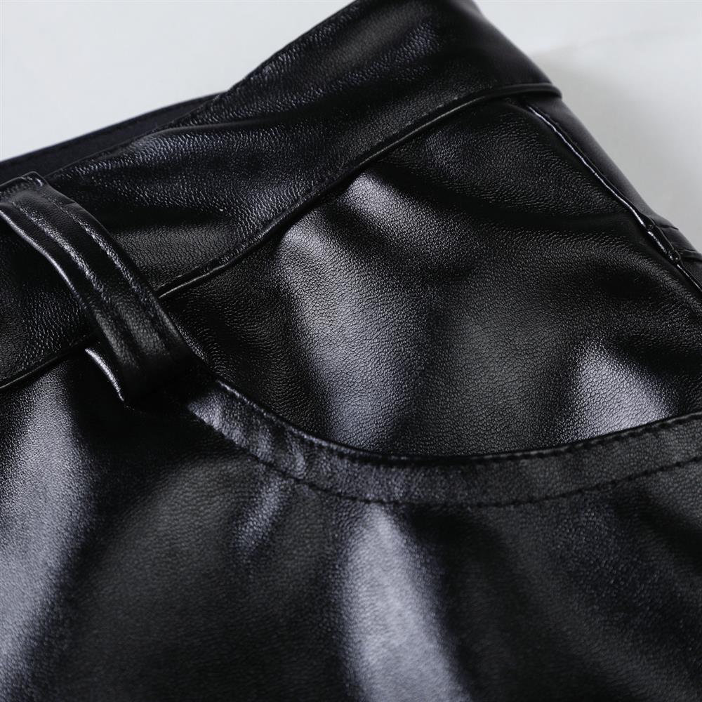 Pantalon en cuir PU pour hommes, Slim, à la mode, rouge, bleu, noir, gris, blanc, nouvelle collection 2024