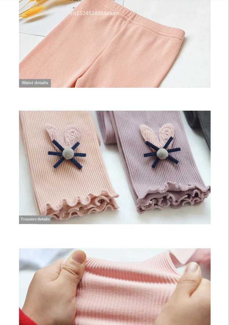 Girls' cotton leggings with elastic waistband, cute pants for babies and children, autumn and spring collection