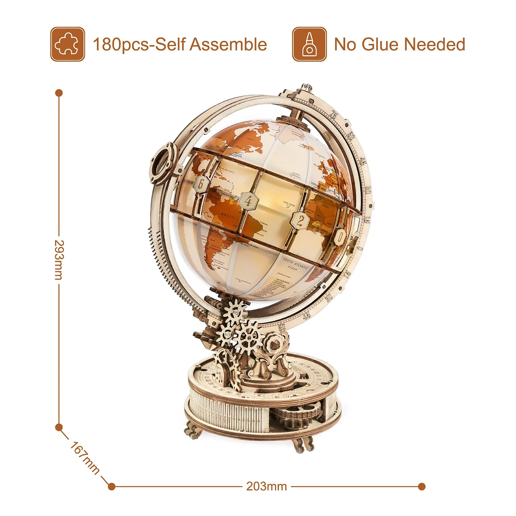 Lampe Globe en bois, jeux de puzzle 3D, cadeau d'anniversaire pour enfants et adultes, blocs de construction de décoration de maison, puzzle 3D pour enfants et adultes