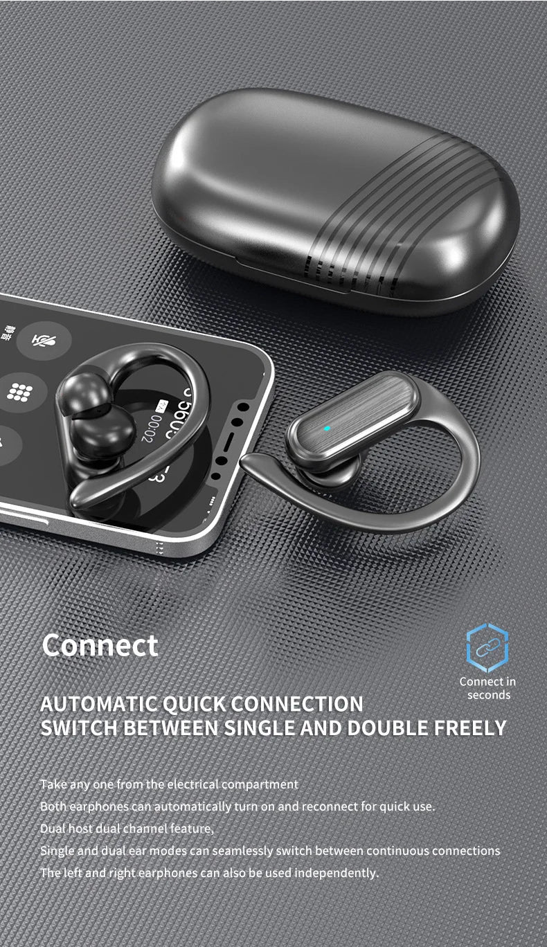Bluetooth wireless headphones, HD sound quality, stereo, universal, touch light, high-quality mini ear tips, sweat-resistant