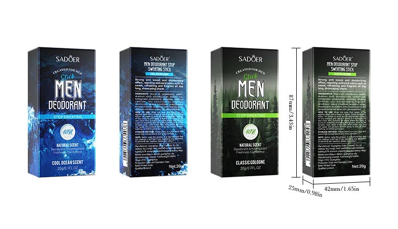 SADOER crème désodorisante Anti-transpiration pour hommes bâton séchage rapide retenir parfum rafraîchissant corps poignet odeur Anti-transpiration crèmes
