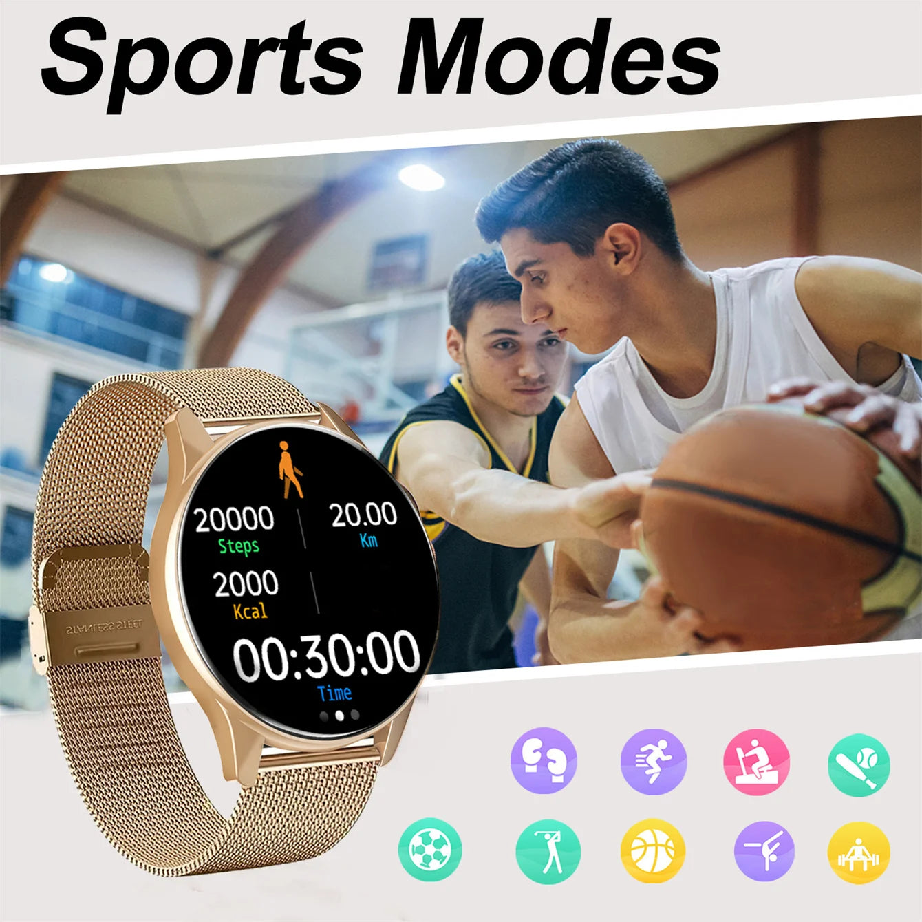 Montre intelligente, appel/cadran sans fil, mode multi-sport, alertes, pour hommes et femmes, papier peint personnalisé, iPhone/andriod