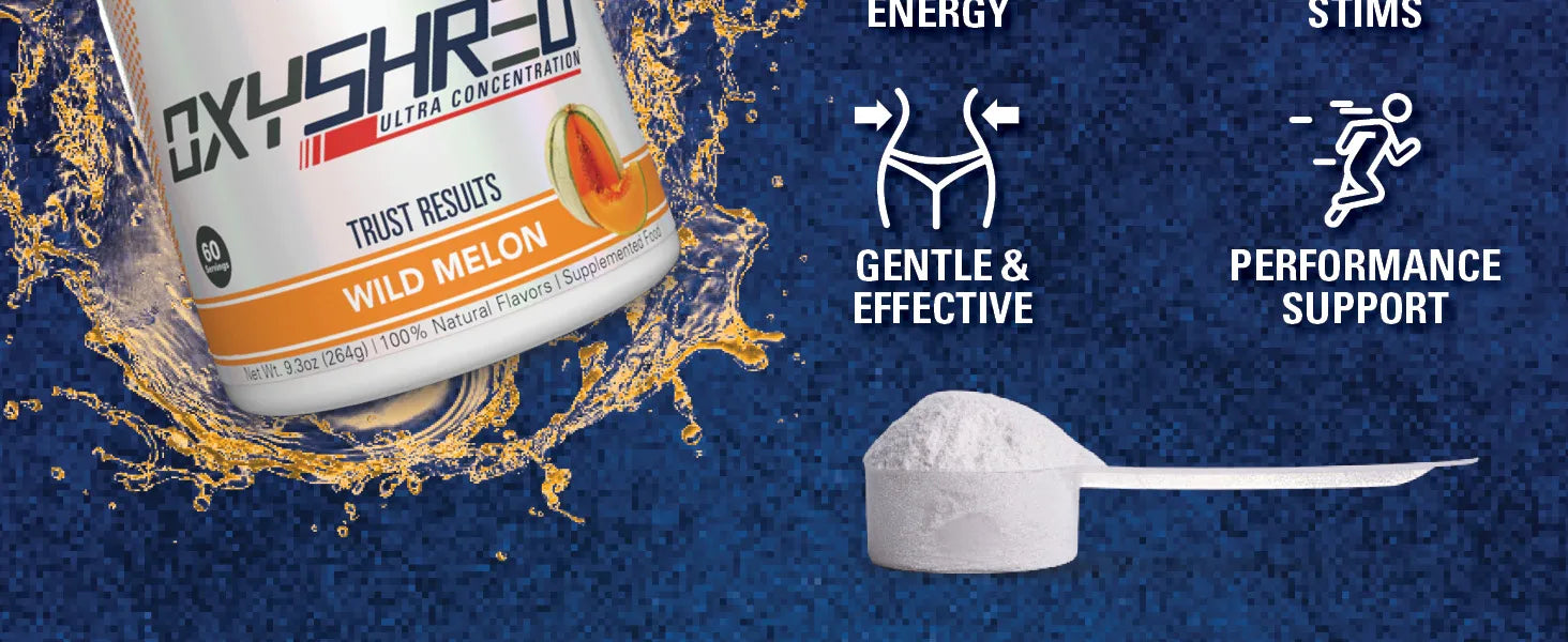 Poudre de pré-entraînement Oxyshred - Poudre de pré-entraînement avec L Glutamine et carnitine d'acétyl, boisson énergisante - Blast cosmique et mangue
