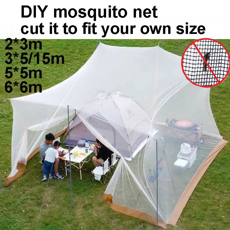 DIY mosquito net for outdoor hunting, garden, dormitory, tent, picnic, camping; adjustable size mosquito net, 2*3, 3*5/15, 5*5, 6*6m DIY net