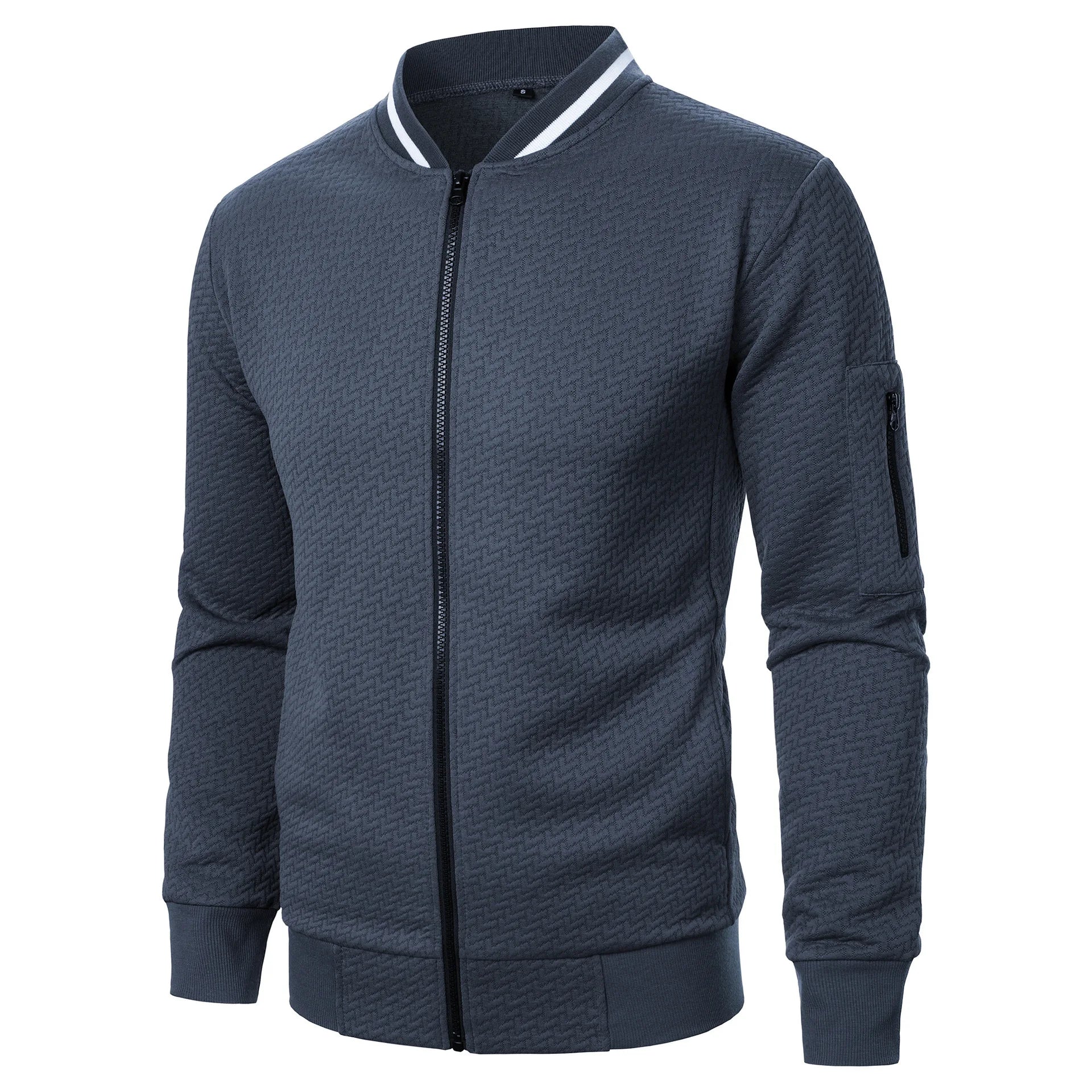 Veste de Baseball pour hommes, Streetwear, nouvelle mode d'automne, vestes décontractées de couleur unie pour hommes, manteau en tissu Jacquard pour hommes