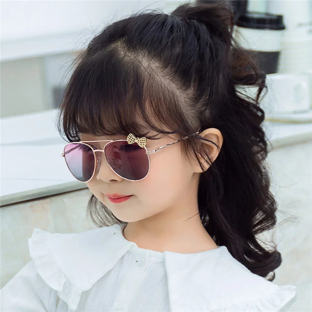 Lunettes de soleil mignonnes pour enfants, monture métallique, mode filles, lunettes de cyclisme en plein air, lunettes de fête, fournitures de photographie