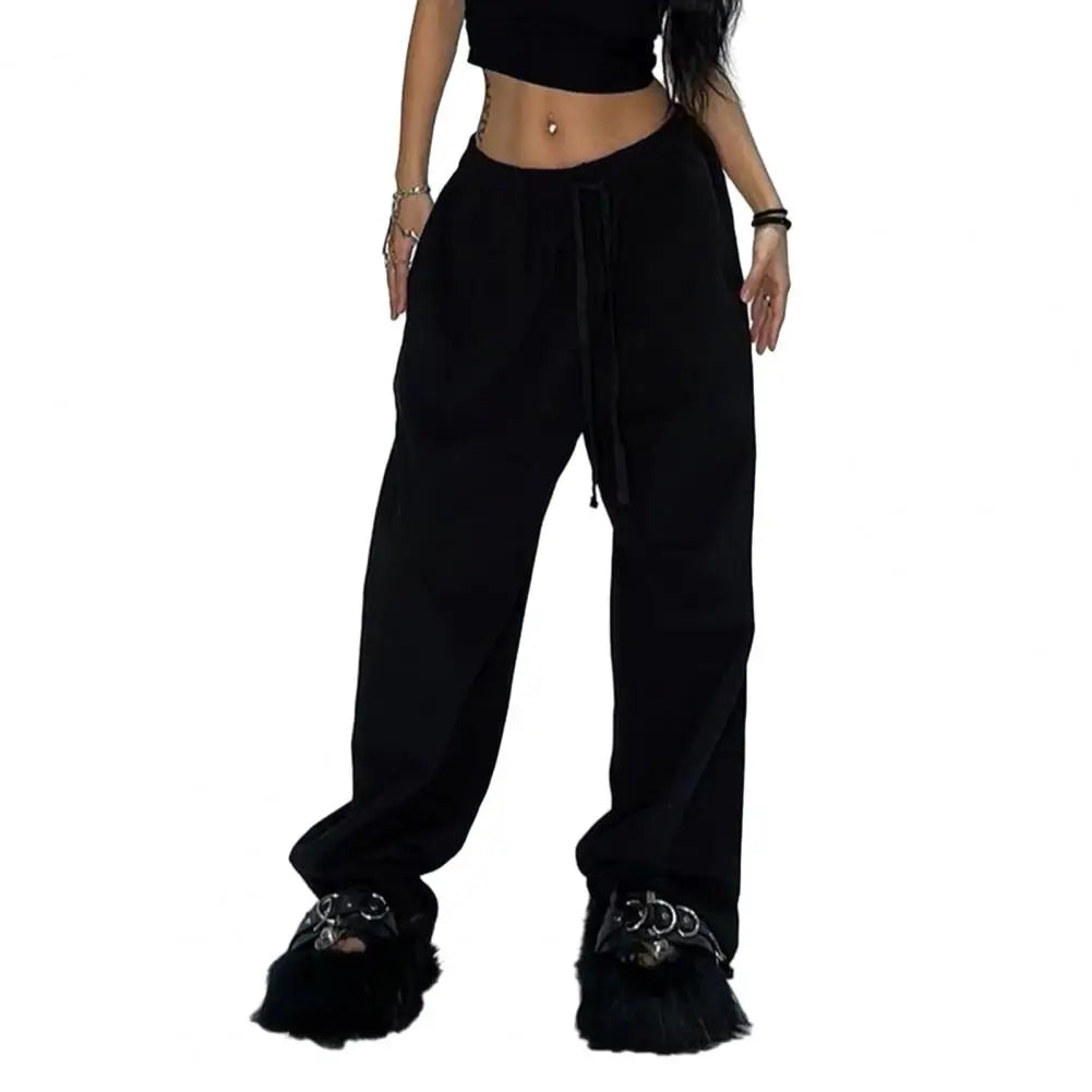 Pantalon de survêtement décontracté pour femmes, couleur unie, taille haute, à lacets, ample, jogging, classique, Baggy, Streetwear, Sport, danse, Y2K