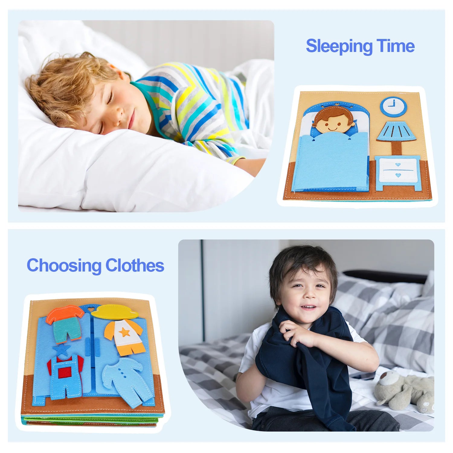 Montessori toy for toddlers, busy book, quiet book, pretend play, early educational activity book with life skills cognition
