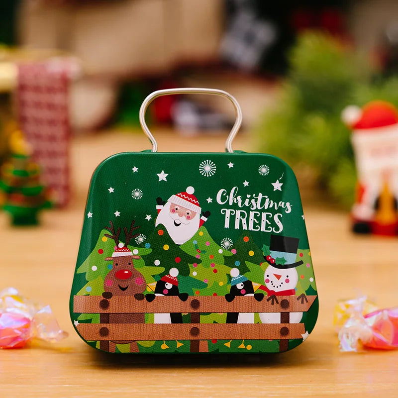 Metal storage box for Christmas decoration, handbag shape, 18 jars, jewelry case, children's gift, storage boxes, open Christmas party, 2024