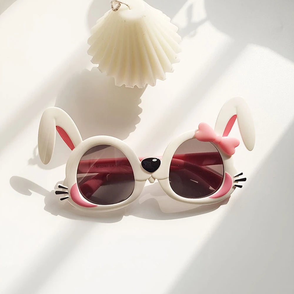 Nouvelles lunettes de soleil en forme de petit lapin pour filles, lunettes de soleil pour enfants de dessin animé étranger, photo de bébé, lunettes de soleil super mignonnes