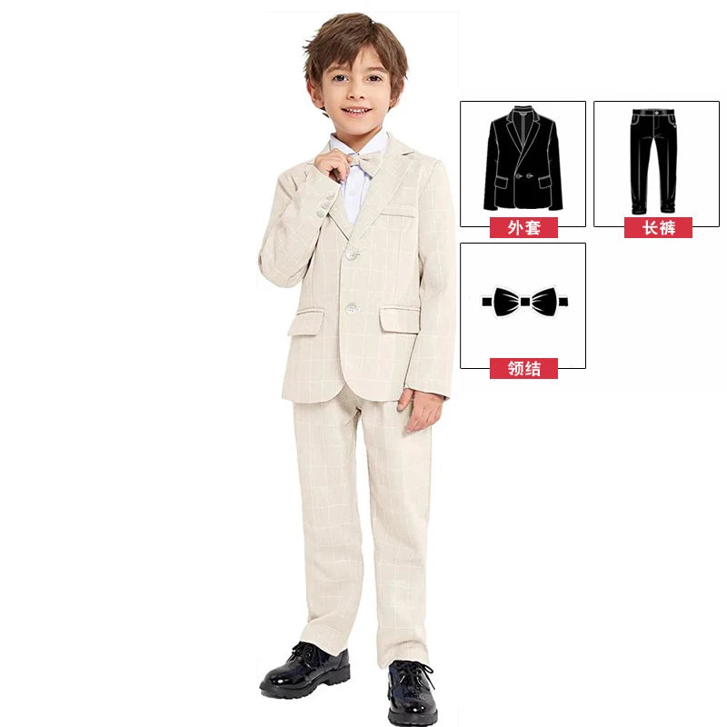Children's Wedding Show Suit, Formal Suit, Blazer, Jacket, Pants, Bow Tie, 3 Pieces