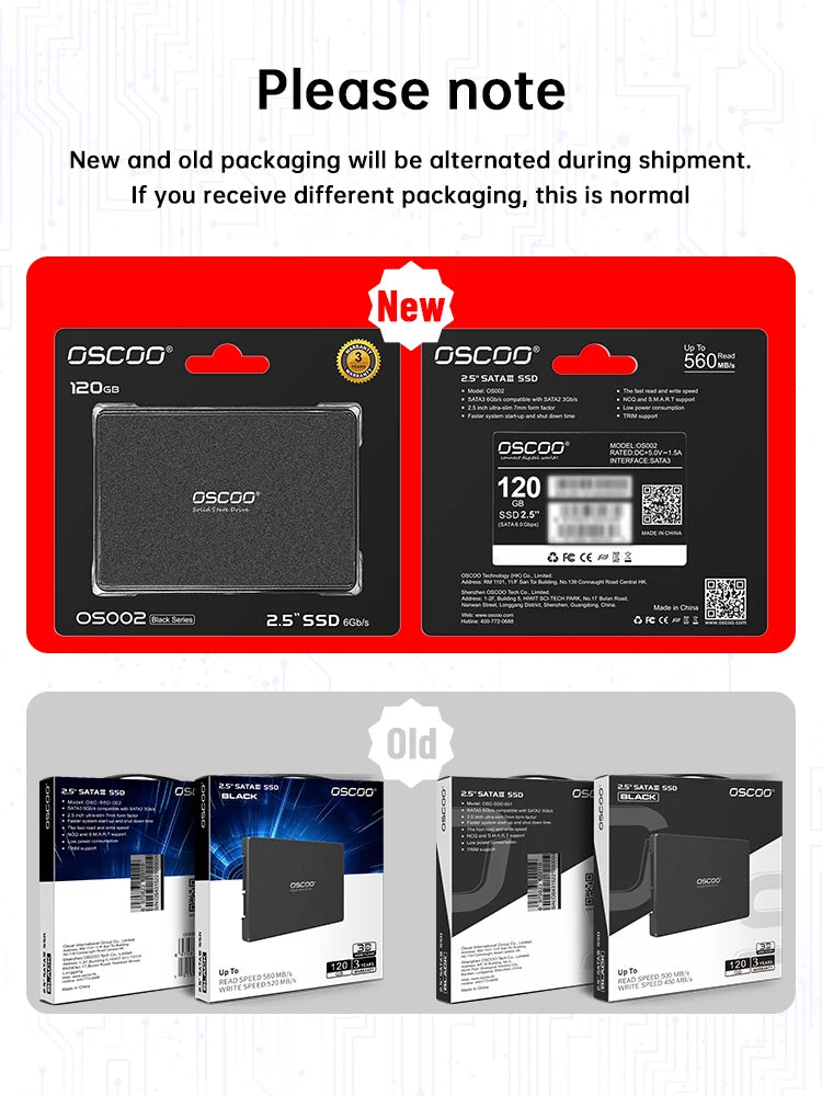OSCOO 120GB SSD SATAIII 2.5 inch HDD 240GB SATA3 6GB/s Hard Drive for Laptop Internal SSD
