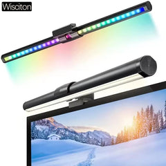 Barre lumineuse d'écran de moniteur de lampe de bureau à LED, escales informatiques RVB, lumières double face pour le travail, l'étude, la lecture, le jeu, l'éclairage de gradation