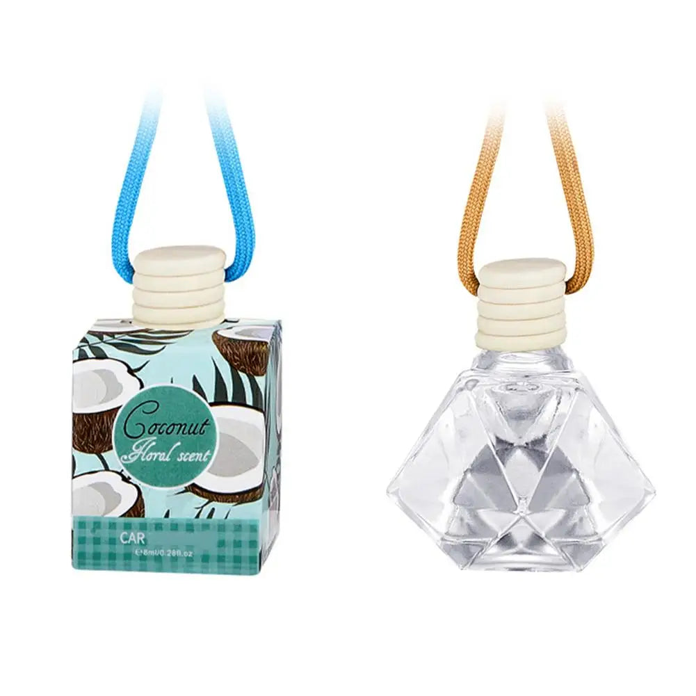 Diffuseur d'aromathérapie pour voiture, bouteille en verre suspendue, désodorisant automatique pour huiles essentielles, décor d'ornement de parfum de voiture naturel