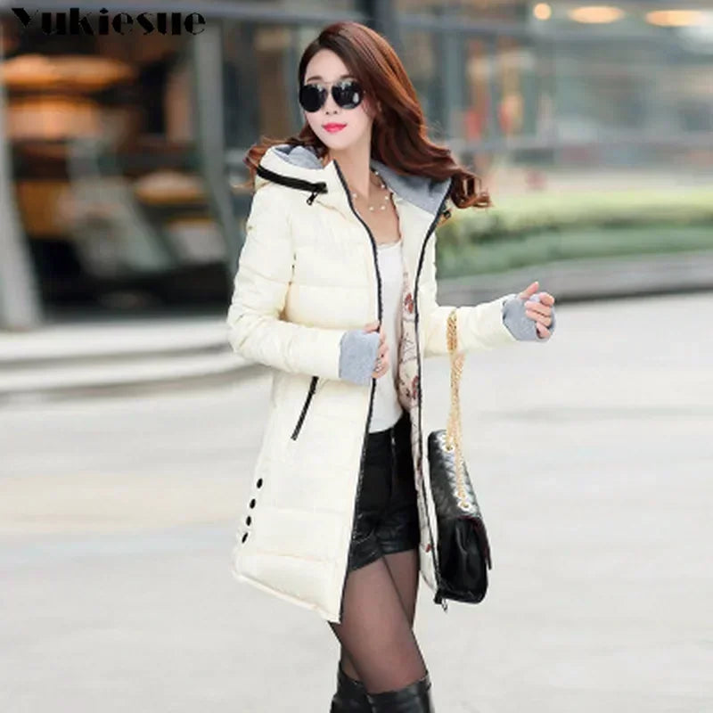 Parka épaisse en coton rembourré pour femme, veste d'hiver, manteaux, à capuche, doublure, vêtements d'extérieur, 2022
