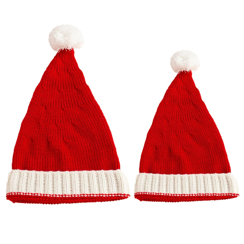 Chapeau de noël tricoté pour bébé, mignon, pompon, bonnet doux pour adulte et enfant, chapeau de père noël, cadeau du nouvel an pour enfant, décoration de noël 2023