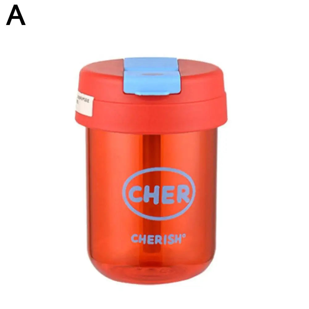 Mini Bouteille d'Eau avec Paille Anti-Chute pour Enfant Fille, 300ml, Mignon, Portable, pour dehors en Plein Air, Lait, Café, Frite, Thé