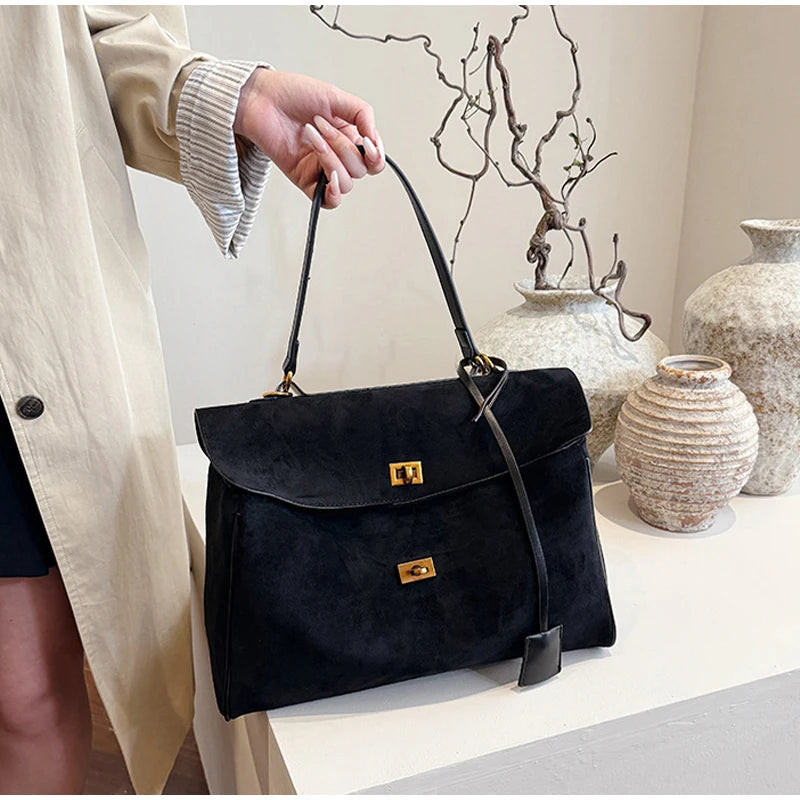 Sac à main de luxe pour femmes, café violet, marque avancée, Simple, fourre-tout en daim givré, sac à bandoulière de voyage pour banlieue