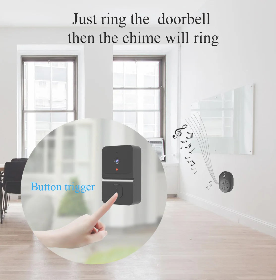 Wireless Wi-Fi Doorbell with Outdoor HD Camera, Night Vision Video Intercom, Voice Changer, Home Monitor, Security Doorbell