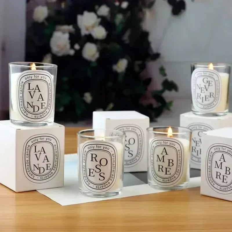 Bougies parfumées romantiques, parfum premium, haute beauté, bougies micro-feu transparentes, cadeaux pour invités de vacances, bougies parfumées