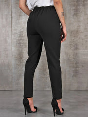 BornToGirl printemps été automne décontracté mince en mousseline de soie pantalon mince pour les femmes taille haute noir kaki vert pantalon femme pantalon