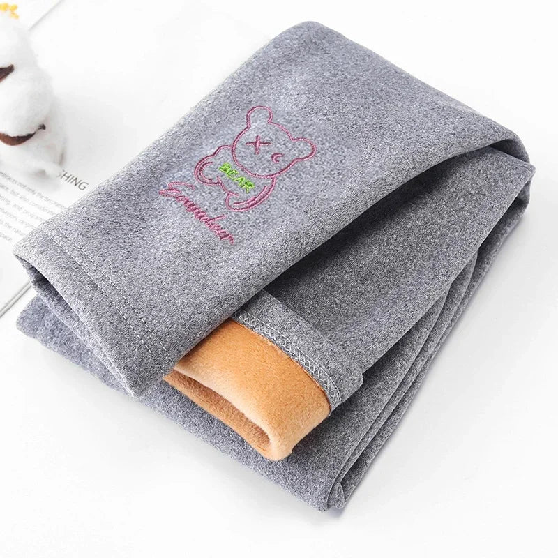 Thick and warm velvet leggings for girls aged 2 to 8 years, tights with a knee-length hem, for children, autumn and winter