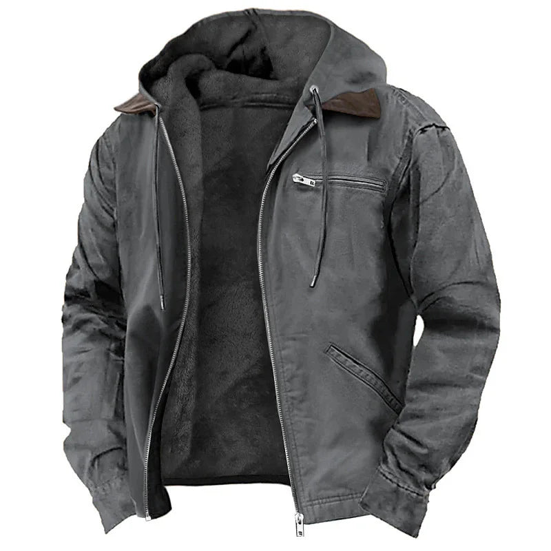 Men's New Fashion Casual Hooded Jacket, Retro Zip-Up Coat, Lightweight Streetwear, Versatile Outerwear for Spring and Autumn