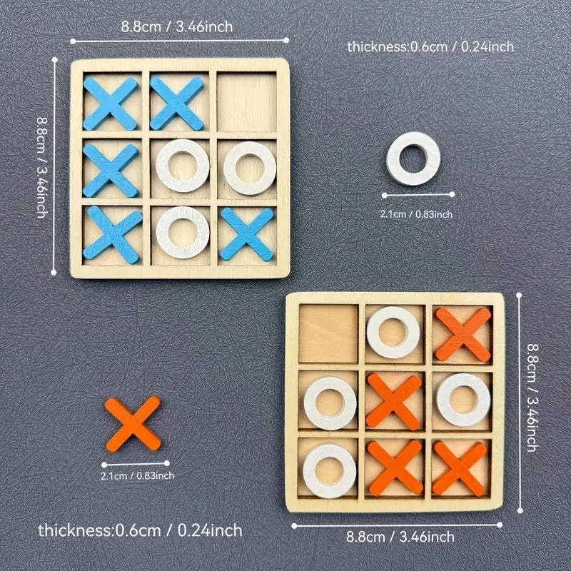Jeu de puzzle Tic Tac Toe en bois pour deux joueurs, jeu de société interactif de logique et de stratégie, fête de famille, anniversaire, cadeau pour garçons et filles