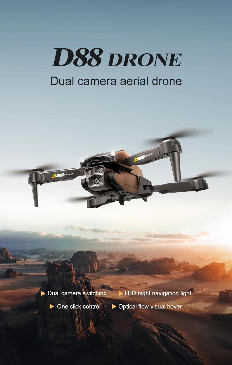 Xiaomi D88 Drone HD 8K double caméra photographie aérienne professionnelle flux optique vol stationnaire geste tir pliable quadrirotor ﻿