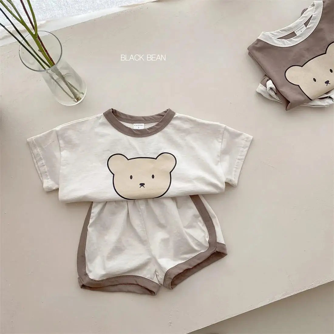 Ensemble de vêtements pour enfants, T-shirt et Short pour garçons et filles, 2 pièces, vêtements d'été à manches courtes pour bébés, costume confortable