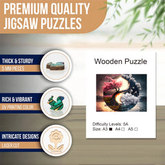 Puzzle en bois créatif Yin Yang soleil, lune, arbre de vie, décoré à la main, amusant pour explorer les puzzle, jouets éducatifs, cadeau d'anniversaire