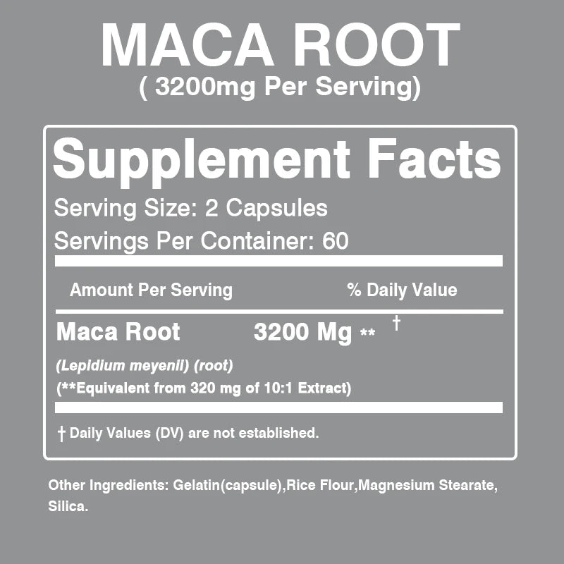 Maca - Performance athlétique, améliore la masse et l'endurance musculaire, la réparation musculaire et la résistance à la fatigue - 120 gélules