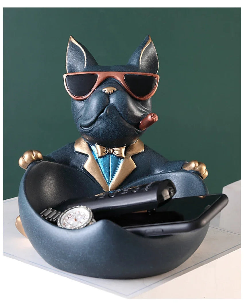 Cool Dog Home Decor Figurine Dog Statue Storage Box Animal Ornament Resin Craft Art Sculpture Figurine Home Decoration Gift