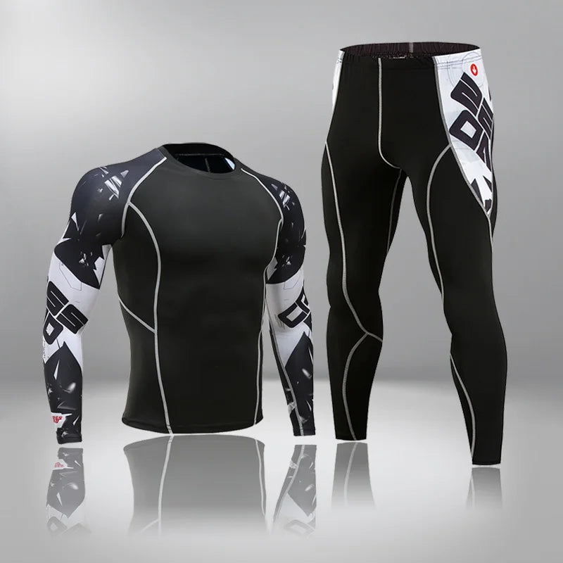 New Men's Thermal Underwear Sets, Compression Sports Suit, Sweat-Wicking, Quick-Drying Thermal Underwear, Men's Long Johns Sets