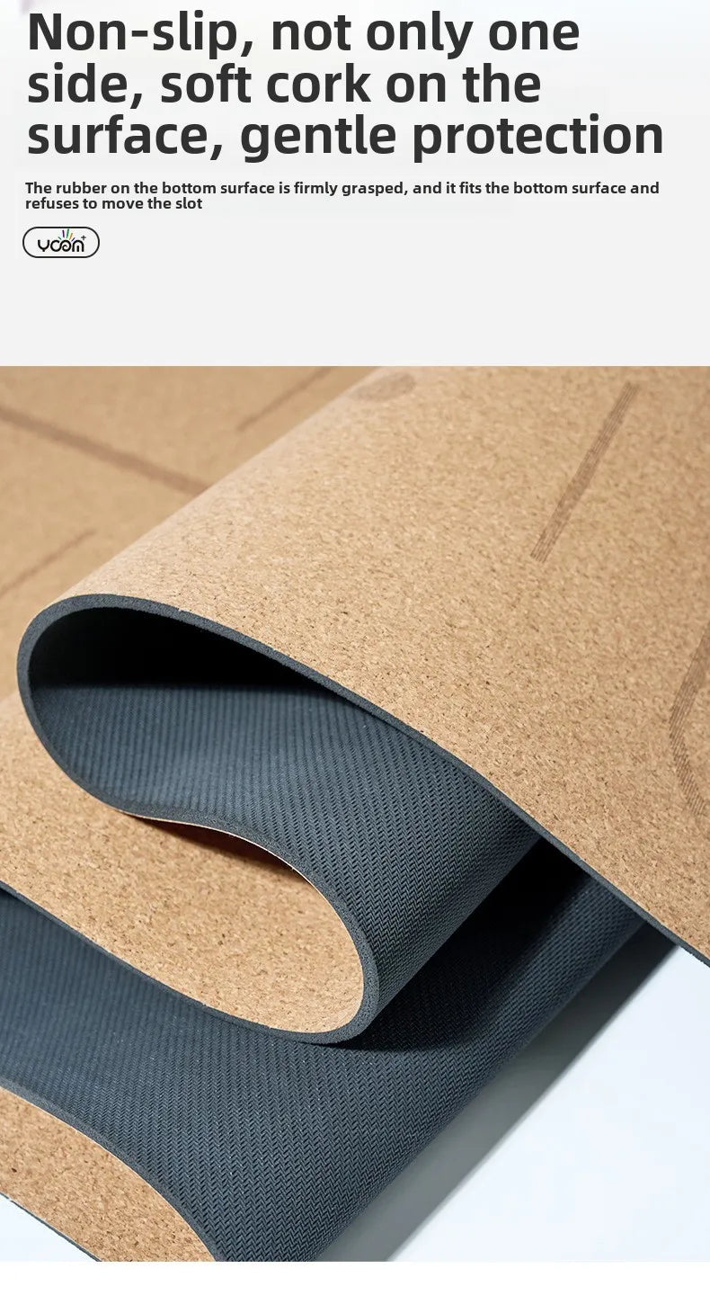 2025 Nouveau tapis de yoga de luxe en liège et caoutchouc naturel avec lignes d'alignement gravées au laser - Absorption des chocs, antidérapant, réduction du bruit