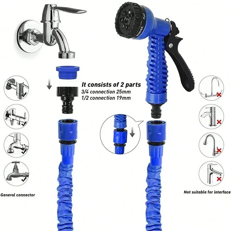 Tuyau magique extensible, lavage de voiture à haute pression, 7 fonctions de pulvérisation d'eau, pistolet à eau, tuyau d'arrosage de jardin domestique