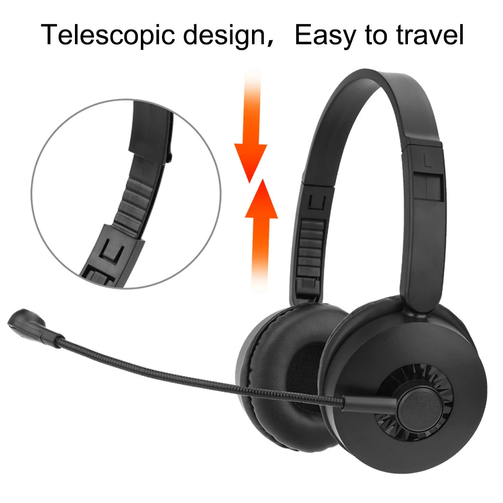 Casque sans fil Bluetooth 5.0 avec microphone antibruit, idéal pour les conducteurs de camion, les bureaux, les travaux sur le centre d'appels