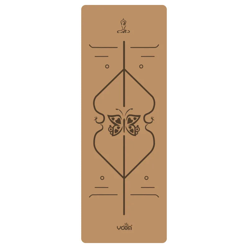 2025 Nouveau tapis de yoga de luxe en liège et caoutchouc naturel avec lignes d'alignement gravées au laser - Absorption des chocs, antidérapant, réduction du bruit