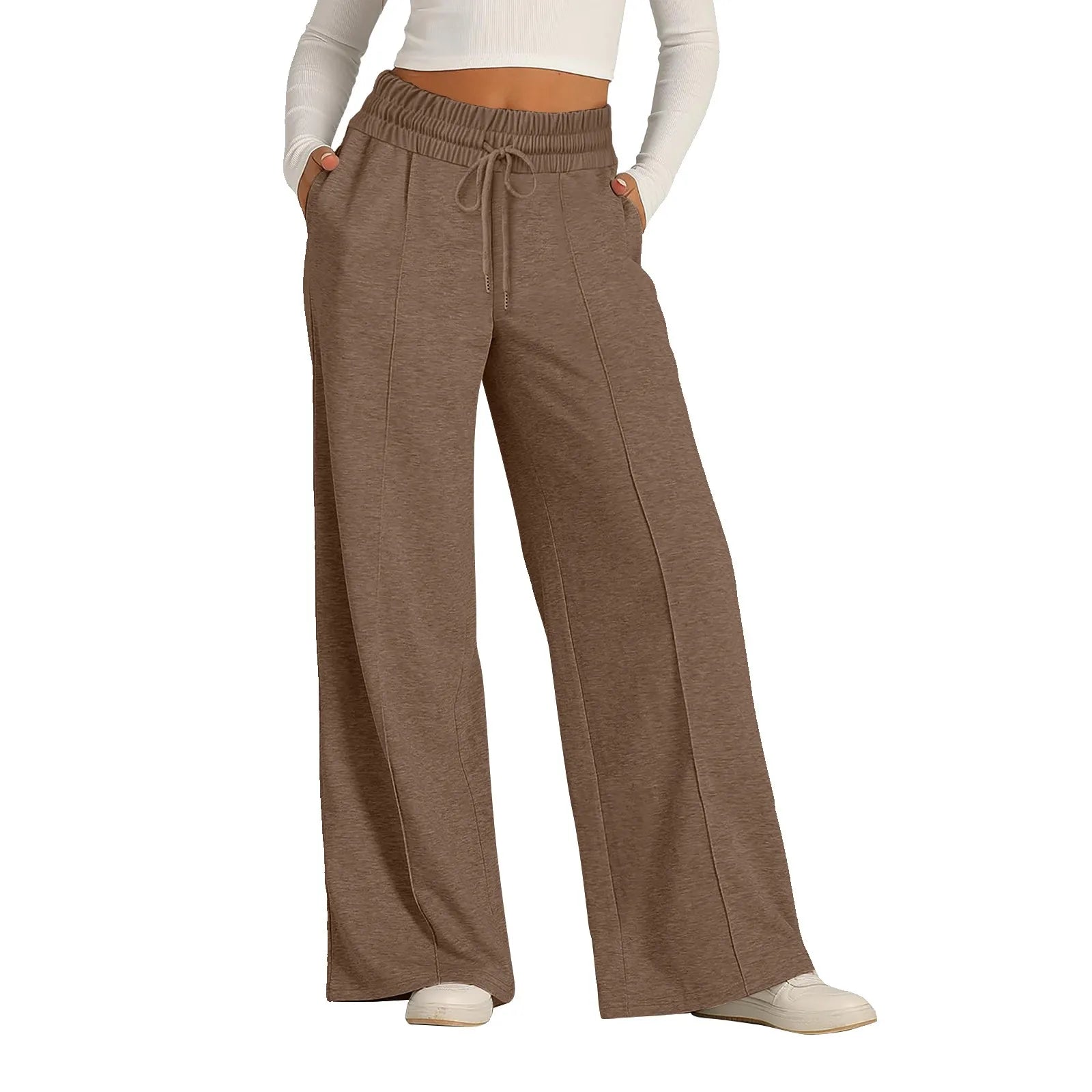 Pantalon de survêtement en polaire pour femmes, Streetwear, taille haute, ample, décontracté, droit, Sport, jambes larges, Baggy, jogging
