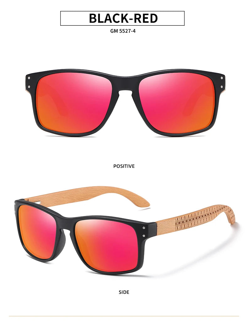 XSW-Lunettes de soleil polarisées faites à la main en bois de hêtre pour hommes, lunettes de soleil de conduite en plein air, charnière renforcée, design de marque, 5527
