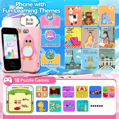 Jouets éducatifs pour téléphone pour enfants, 18 jeux, jouet Musical, caméra Selfie Mobile pour bébé avec carte TF 32G, jouets pour enfants, cadeaux d'anniversaire