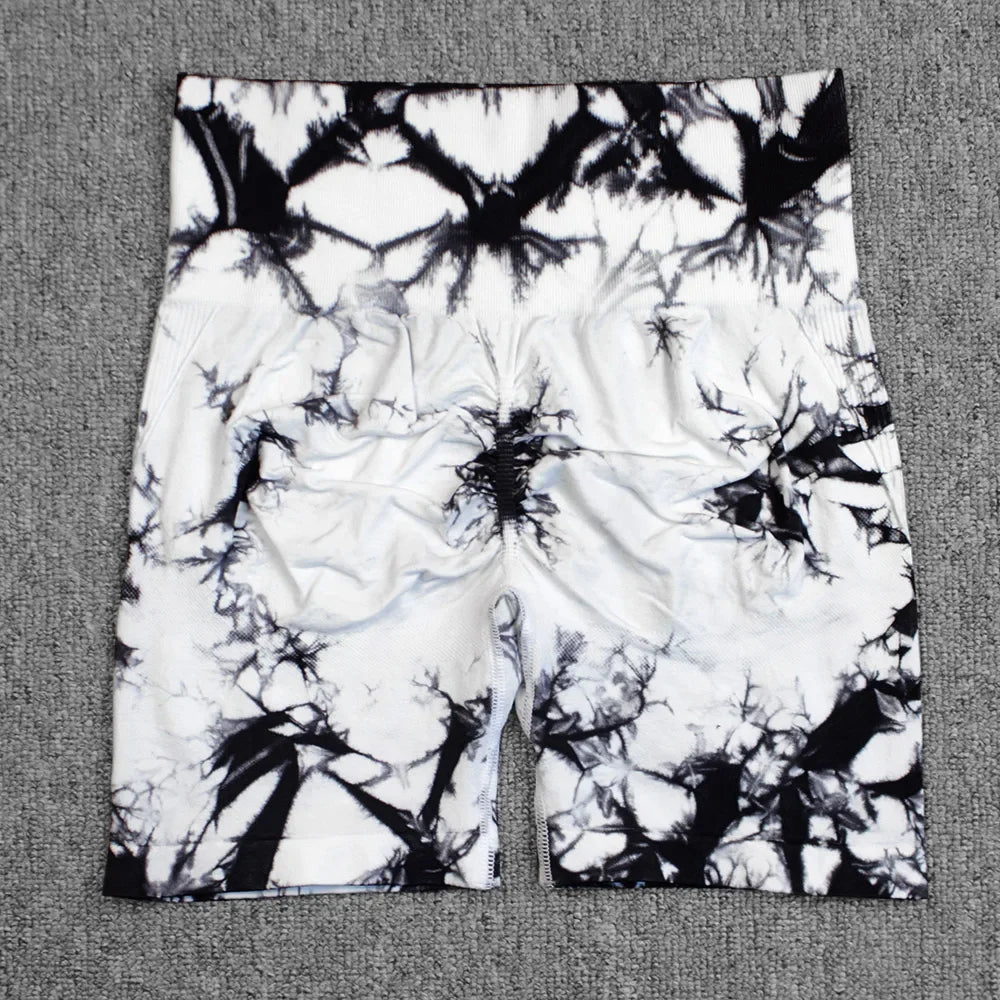 Short de Yoga Tie-Dye pour femmes, short de sport à haute élasticité, Push Up, course à pied, entraînement, Fitness, Leggings de sport courts pour femmes